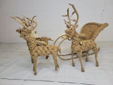 Vintage Jute Collection Christmas Sled & Deer with Bells Made in Thailand picture