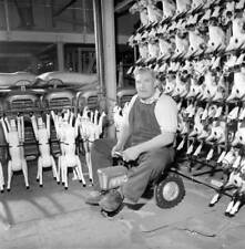 Man sitting on toy tractor Tri-ang factory Merton South London 1965 Old Photo 2 picture