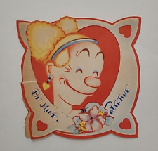 1940s Vtg VALENTINE By JIGGITY I Sure Like You PIPE Smoking Flip Over CARD picture
