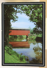 Vintage Postcard Covered Bridge Pennsylvania near Ephrata Lancaster County red picture