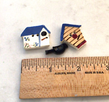 Cute Novelty hand painted Ceramic Buttons Birdhouses Bird picture