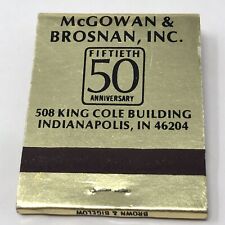 Vintage Matchbook McGowan Brosnan Advertisement Indianapolis Indiana picture