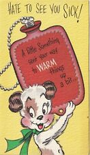 Unused Vtg Greeting Card 60s DA Line Hate To See You Sick Get Well Card Cartoon picture