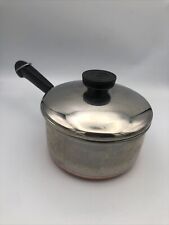 Vintage Revere Ware Copper Bottom 1 Qt Sauce Pan with Lid Clinton ILL USA Pot 86 picture