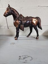 Vintage LARGE Metal Horse Statue 11 X 12.5” picture
