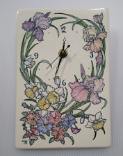 1987 Santa Barbara Ceramic Design Tile Wall Clock Spring Flower Iris/Daffodil picture