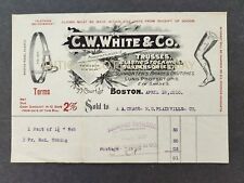 1910 antique C W WHITE & CO boston ma BILLHEAD medical trusses lung protectors picture