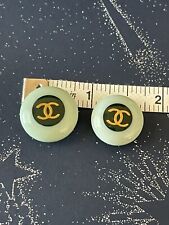 Authentic New Chanel Buttons Light And Dark Green w Gold Coated CC Logo picture