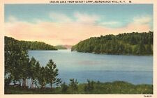 Postcard NY Indian Lake from Gavott Camp Adirondacks 1937 Linen Vintage PC H9146 picture