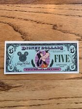 1987 A $5 Disney Dollar Bill Money Uncirculated Goofy Dollar Low 7 Digit # NEW picture