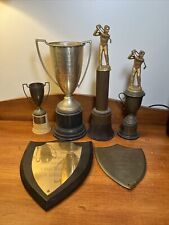 Vintage Lot Of 6 Golf Trophies And Plaques, 1950s, Male Golfer, Award, Golfing picture
