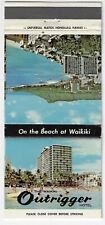 FS 30S Empty Matchbook Cover The Waikiki Outrigger Hotel Hawaii picture
