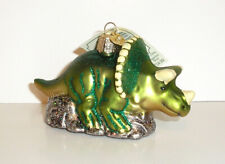 OLD WORLD CHRISTMAS - TRICERATOPS DINOSAUR -BLOWN GLASS CAT ORNAMENT - NEW W/TAG picture