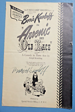 Boris Karloff Signed 1945 USO Camp Show Program - Arsenic and Old Lace,Klemperer picture