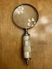 Vintage Large Magnifying Glass with Mother of Pearl Handle Silver 4”x9.5”L picture