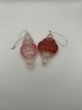 Christmas Ornaments Set of 2 Red/Pink Plastic 4 3/4