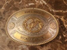 VTG 1988 ALL AROUND COWBOY SILVERSMITH COLLECTION HAND MADE ENGRAVED BELT BUCKLE picture