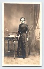 Elegant Victorian Woman in Mourning Dress & Jewelry Strunk's Studio Reading PA  picture
