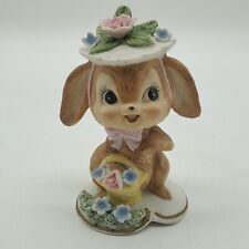 Vintage Easter Bunny Rabbit Figurine Bisque Bonnet Hat picture