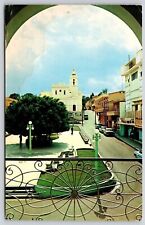 San German Puerto Rico Town Square Scenic Landmark Chrome Cancel WOB Postcard picture