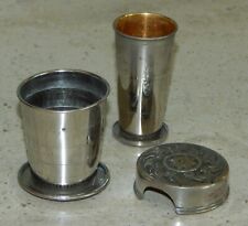 2 Vintage Antique Collapsible Metal Shot Glass Cups Pat'd 1897 USA & Keystone R picture