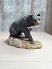 Vintage Black Bear Holding Trout In His Mouth On Living Stone Figurine  picture