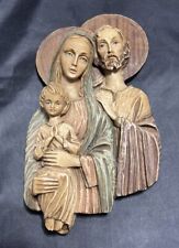 VTG Holy Family Jesus Mary Joseph 3-D Resin Wall Hanging Plaque Made in Italy picture