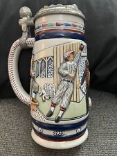 Avon Baseball Stein Hand Crafted Brazil 1984 Lidded 9” Vintage picture