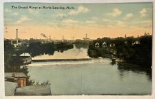 1911 The Grand River at North Lansing Michigan. MI. Vintage Postcard picture