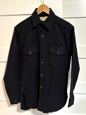 NAVEL CLOTHING FACTORY Vintage Military US Navy Wool Tag Shirt WWII Era Sz 14.5 picture