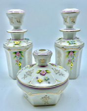 Vintage Candrea 3 Pc. Dresser Set, Made In Japan, Applied Flowers picture