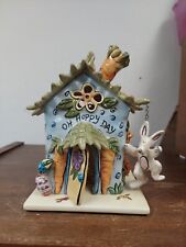 Heather Goldminc Blue Sky Clayworks Hoppy Day Tealight House Easter '04 Rare HTF picture