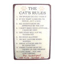 Funny Cat's 10 Rules Novelty Tin Sign Metal Wall Art Home Decor Pet Lover Gift picture