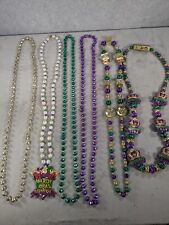 6 Vintage Mardi Gras Necklace Beads Purple Green Gold Official Colors From 1980s picture