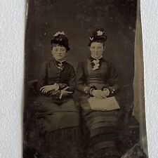 Antique Tintype Photograph Beautiful Young Women Teen Open Book In Lap picture