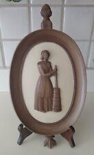 Vintage Syroco MCM Oval Wall Art Plaque Hanging Puritan Pilgrim Colonial Woman picture