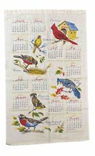 VTG 1969 Wall Cloth Calendar Kitchen Various Birds Cardinal Warbler Grosbeak picture