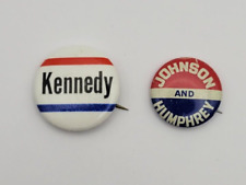 Lot of 2 Vintage Pins - KENNEDY, JOHNSON, HUMPHREY buttons democrat picture