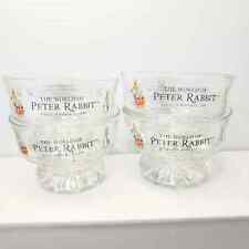 Set of 4 Vtg Peter Rabbit Frederick Warne & Co Glass Pedestal Dessert Bowls 2000 picture