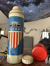 Vintage 1975 Genuine Red White & Blue USA Shield Metal Thermos w/Glass Insulator picture