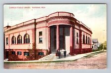 Ishpeming MI-Michigan, Carnegie Public Library, Antique, Vintage c1910 Postcard picture