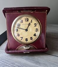Waltham Rare Vtg 1920 8 Day Travel Mechanical Clock Leather Private Label Works picture
