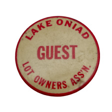 Vintage 1980s Lake Oniad Lot Owners Association Guest Pinback Pin Button picture