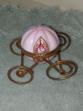 Limoges France Peint Main Pink Cinderella CARRIAGE w/ Glass Slipper Trinket Box picture