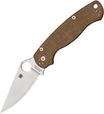 Spyderco Paramilitary 2 PM2 Cruwear & Brown Canvas Micarta Pocket Knife C81MPCW2 picture