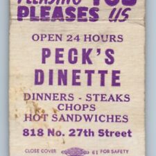 Matchcover Pecks Dinette Hide Out Restaurant Milwaukee Wisconsin 20 Strike MBC2O picture