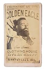 Rare 1880s Jesse James Death Photo Golden Eagle Clothing CDV Advertising Card picture