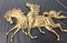 Vintage Handcrafted Solid Brass Horses Wall Hanging Large 22