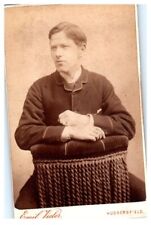 Antique 1800s CDV Photo Handsome Young Man Huddersfield UK Emil Vieler picture