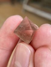 Exquisite 4.1g natural pink octahedral fluorite encased bismuth mineral crystal picture